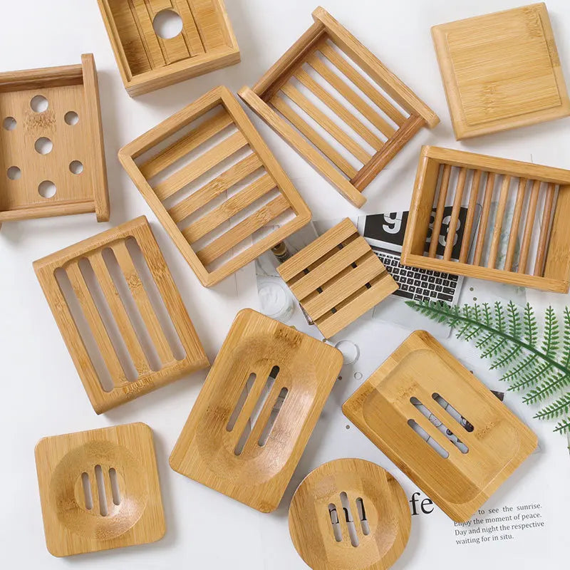 Wooden Bamboo Soap Tray Holder (Assorted Designs)