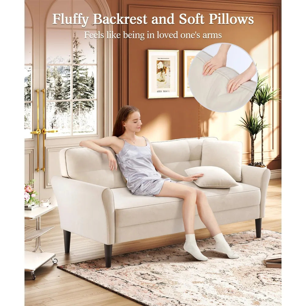 3-seater White Modern Velvet Sofa Couch (Assorted Colors)