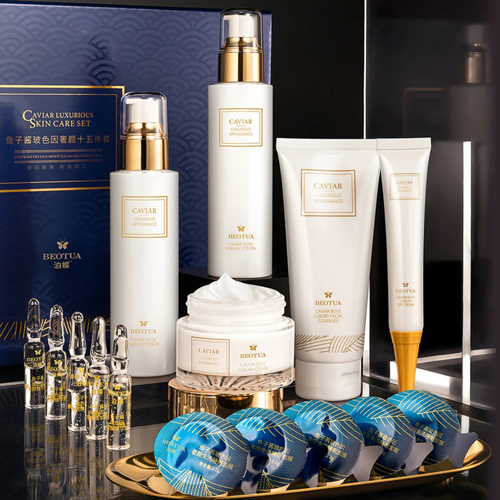 15 pcs. Korean Skin Care Set Box with Caviar Essence