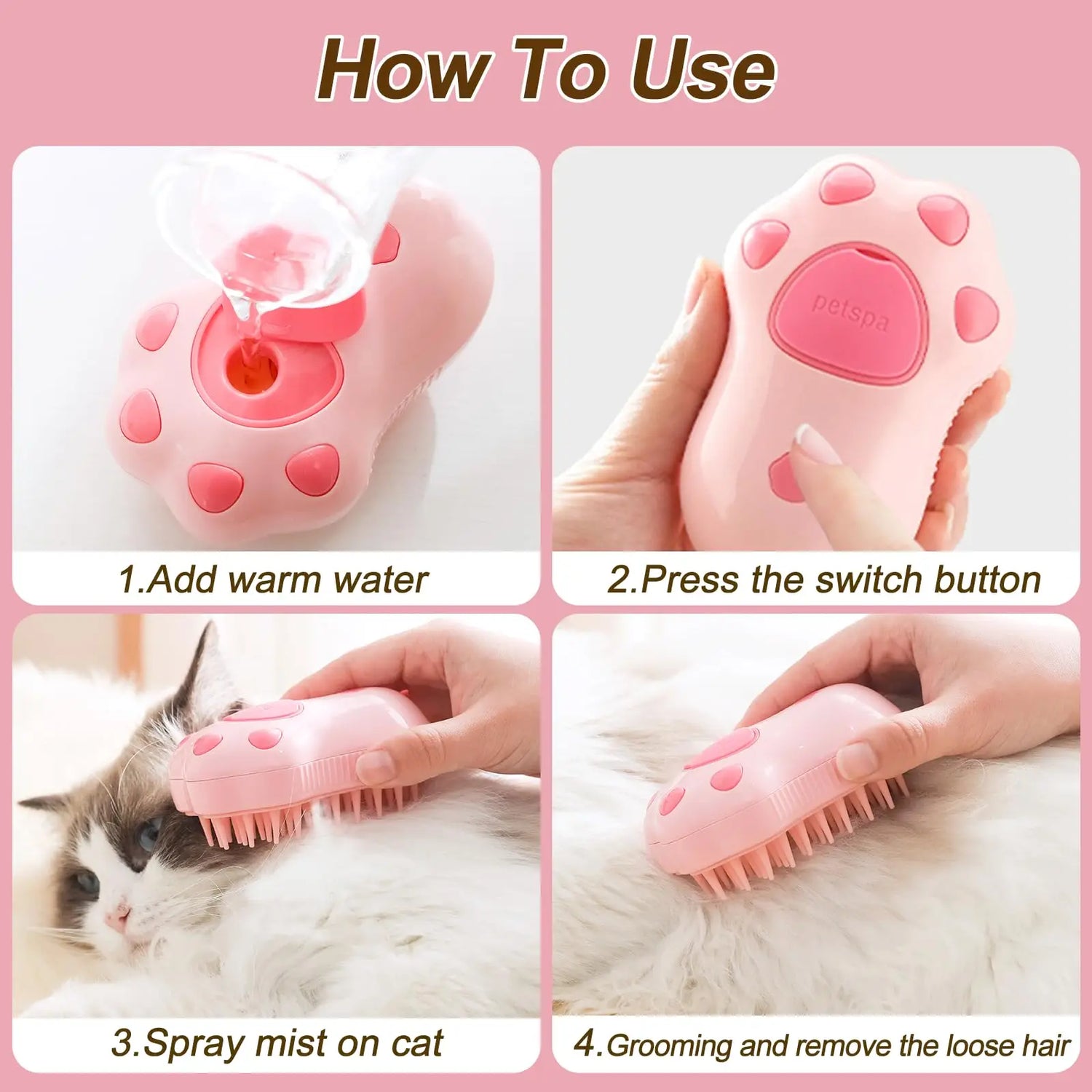 3 in 1 Pet Electric Steam Brush Comb (Different Variants &amp; Colors)
